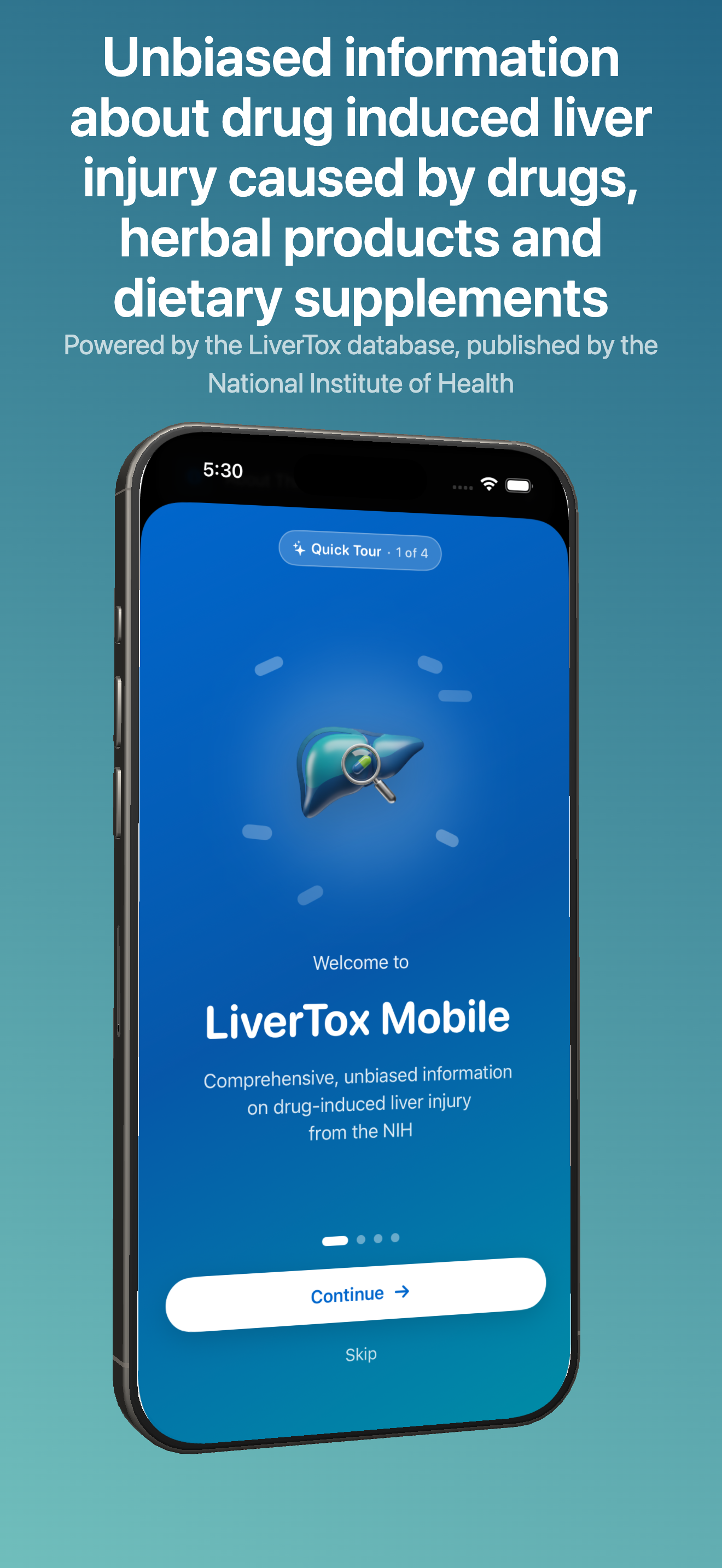 LiverTox Mobile app screenshot